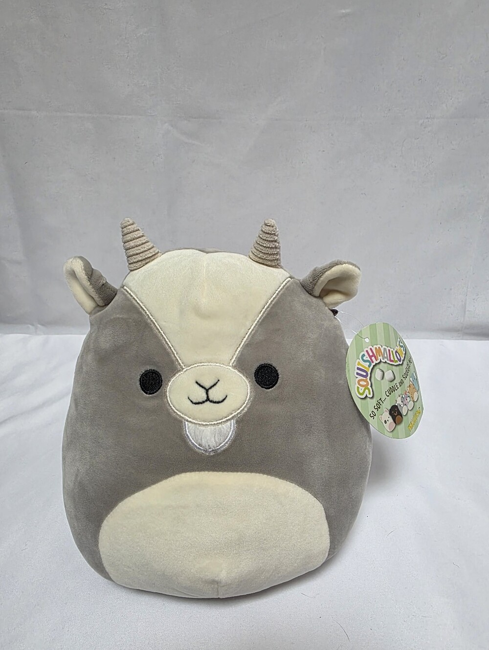 Squishmallows Walker the Goat 8" Kellytoy 2019 Gray White Plush With Tag